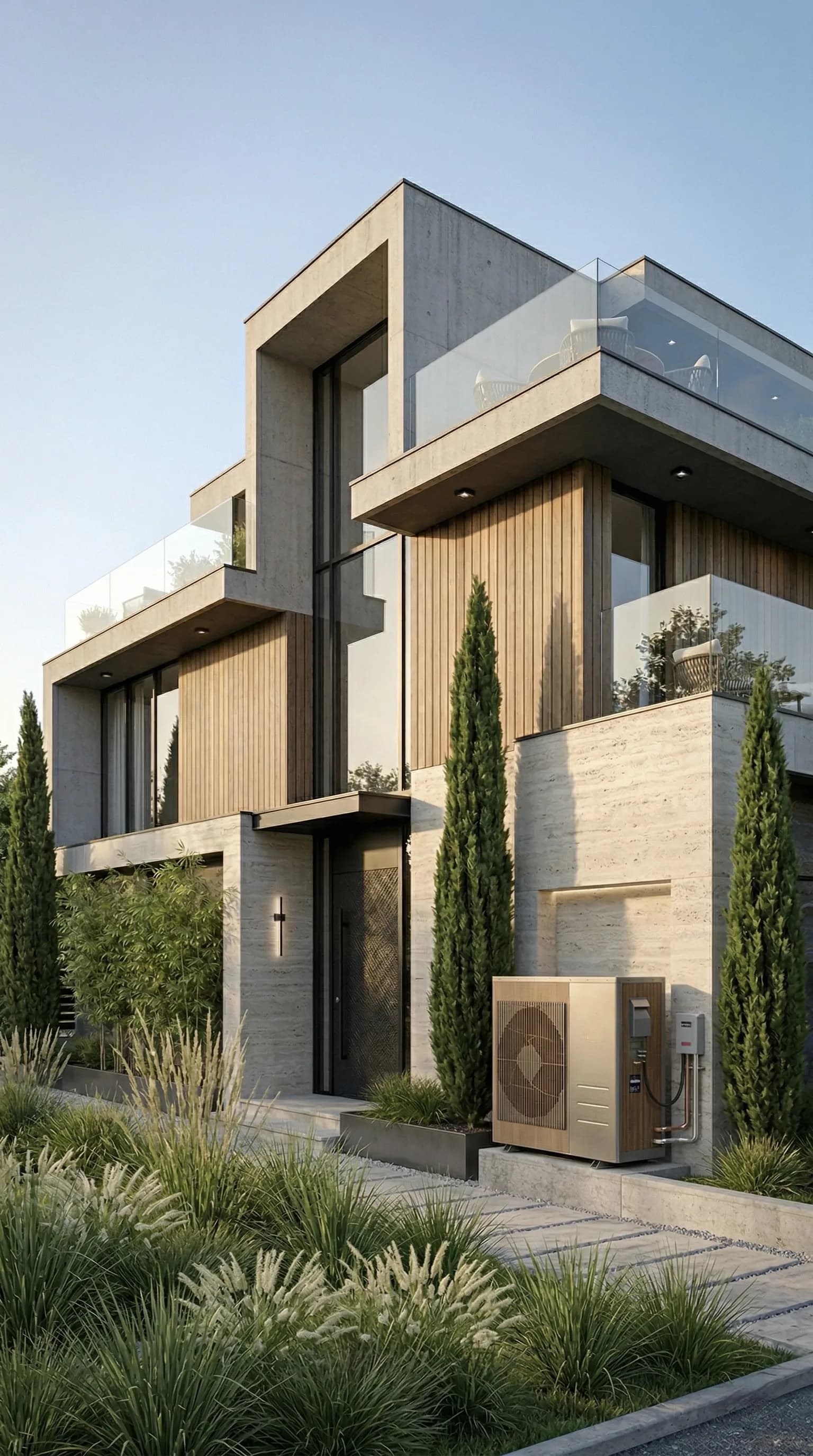 Interior de vivienda con sistema de calefacción por aerotermia